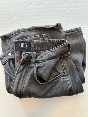 BDG Urban Outfitters High & Wide Jeans 24 Washed Black Wide Leg Recycled Cotton